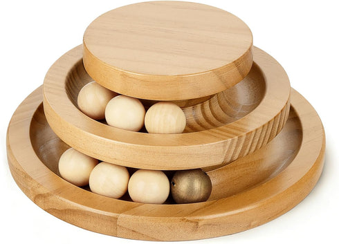 3-Level 7 YooxArmor Cat Ball Track Toy for Cats, Wooden Tower with Spinning Balls, Interactive Indoor Play for Kittens