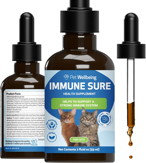 Pet Wellbeing Immune Sure for Cats - Herbal Supplement 2 fl oz - Supports Immune Defenses & Gut Flora