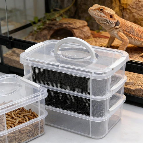 Genrico Flour Kennel | Transparent Breeding Habitat with Fine Mesh Flour Farm, for Reptiles, Birds, Opossums, Bearded