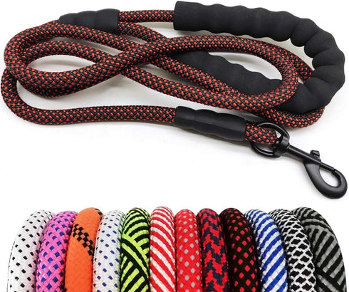 MayPaw Heavy Duty Nylon Dog Leash, 3/4/5/6/7/8/10/12/15 FT, Soft Padded Handle for Large Medium Dogs (1/2" 6ft,