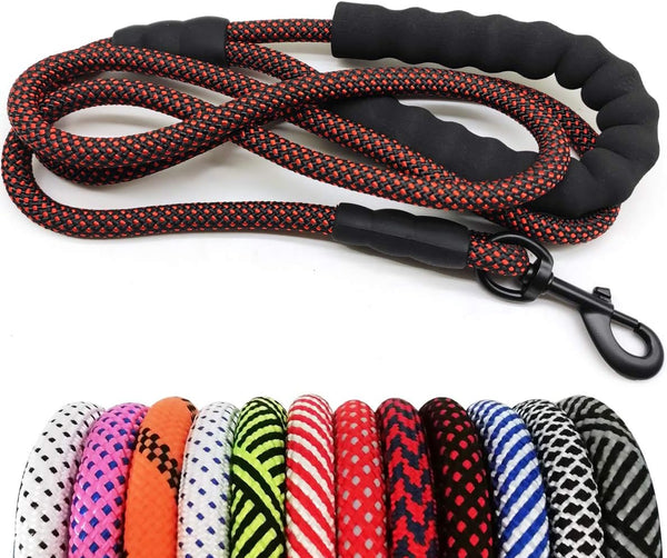 MayPaw Heavy Duty Nylon Dog Leash, 3/4/5/6/7/8/10/12/15 FT, Soft Padded Handle for Large Medium Dogs (1/2" 6ft,