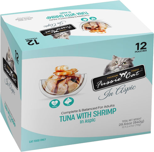 Fussie Cat Premium Tuna w/Shrimp in Aspic, 2.47 Ounce (Pack of 12)