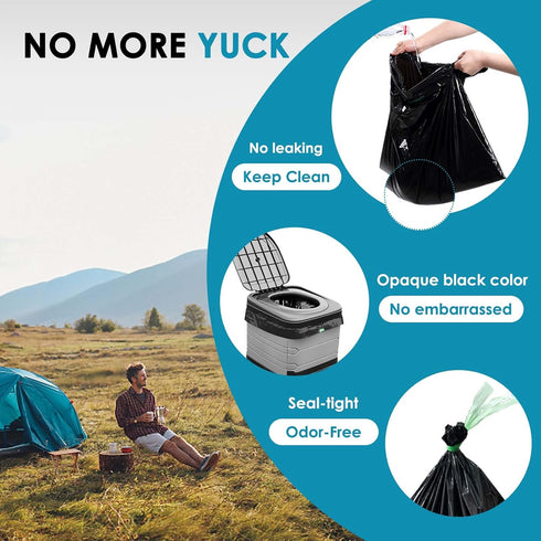 8 TRIPTIPS Portable Toilet Bags Drawstring Gallon Camping Toilet Bags Toilet Waste Bags Leak-Proof Toilet Liners, Trash