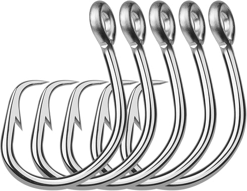 PASNMKvn 5Pcs Stainless Steel Circles Hook Big Game Fishing Hook Saltwaters Tunas Fishing Hook for Catfishes Bass Tunas