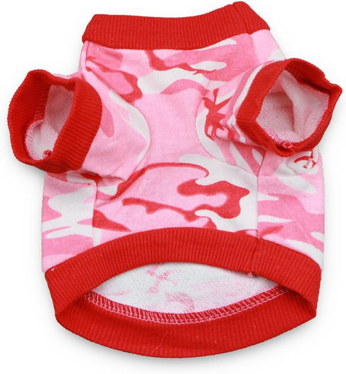 DroolingDog Small Dog T Shirt Dog Clothes Camo Dog T-Shirt for Girls, Medium, Pink