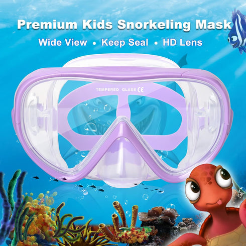 Kids Snorkel Set, Anti-Fog Diving Mask Swim Goggles and Dry Snorkel for Youth Boys Girls Age 4-14