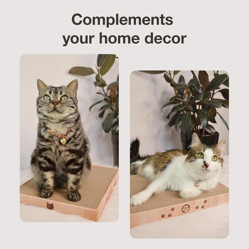Necoichi Cardboard Cat Scratcher Bed - Cat Scratching Board for Indoor Cats, 16" Wide, a.Oak Lounge