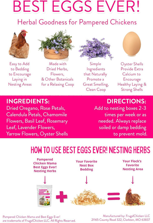 (2 (2 Pampered Chicken Mama Best Eggs Ever! Nesting Herbs for Chickens Pounds Total) for Chicken Nesting Boxes Calcium