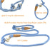 7FT Multifunctional Rope Dog Leash, Hands Free Adjustable Long Leash for 2 Dogs (7ft*12mm, Airy Blue)