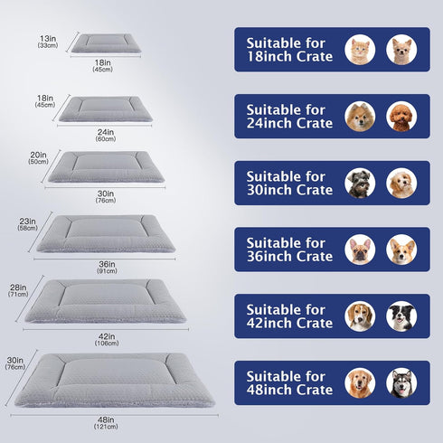 Dog Bed Mat, Reversible Dog Crate Pad, Washable Pet Sleeping Mattress for Small Medium Dogs XB009 (30''x20'', Grey)