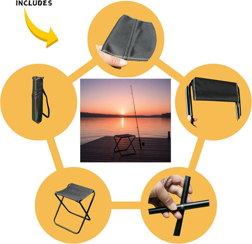 SLTG2020 10.2 10.2 11 inches Portable Folding Camping Stool, Lightweight Aluminum Frame, Black Oxford Fabric, x x