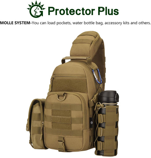 Packs Backpack Protector Plus Tactical Sling Bag Military MOLLE Crossbody Chest Shoulder (Patch Included)