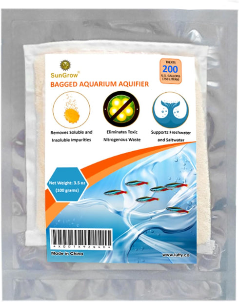 SunGrow Aquarium Resin Filter Media – Remove Ammonia, Nitrite & Nitrate Clear Brown Water from Indian Almond Leaves & Driftwood, for Freshwater & Saltwater Fish Tanks, Fine Mesh Bag Included