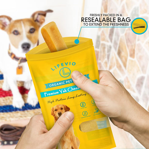 Premium Himalayan Yak Cheese Dog Chews - Pack of 6 Long Lasting Sticks Made with 100% Natural Yak Milk, Pink Salt, and