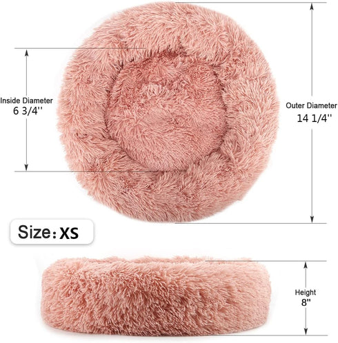 NOYAL Calming Dog Bed Donut - Anti-Anxiety Fluffy Dog Bed for Small and Medium Dogs and Cats