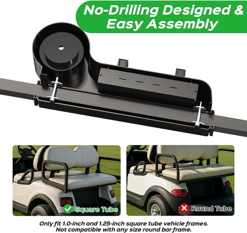 Xoxocos 1/1.25 Golf Cart Armrest with Cup Holder - Universal Fit for EZGO/Club Car/Yamaha Rear Seat, Fits Square Tube