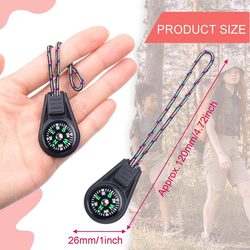 LongSLong Mini Compass for Kids Compass KeychainButton Compass Bulk kitParacord Hiking Survival Small CompassesKids