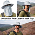 UPF 50+ Sun Fishing Hat for Men Women Wide Brim Hat with Detachable Face Cover & Neck Flap