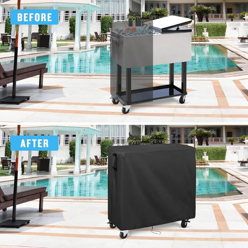 80 32"L18"W32"H, Cooler Cart Cover for Most Quart Rolling Cooler Cart Cover, Waterproof Patio Cooler Covers Outdoor