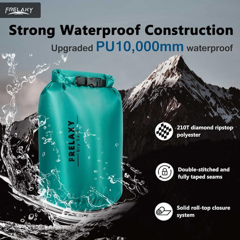Frelaxy Waterproof Dry Bag 2 Pack/3 Pack, Lightweight Portable Dry Bags, 5L & 15L & 25L Set for Hiking, Camping