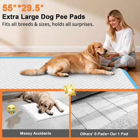 55"x29.5" 40 Count, 5XL URPOWER Extra Large Dog Pee Pads Super Absorbent Puppy Pads Disposable Potty Training Pads