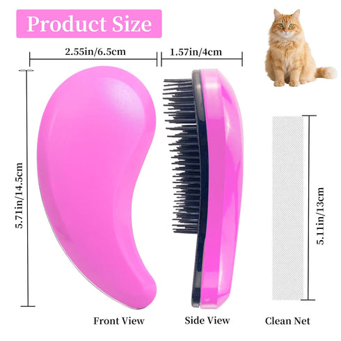 Grooming Cat Brush - Essential Tool for Shedding Long-Haired Cats (Pink)