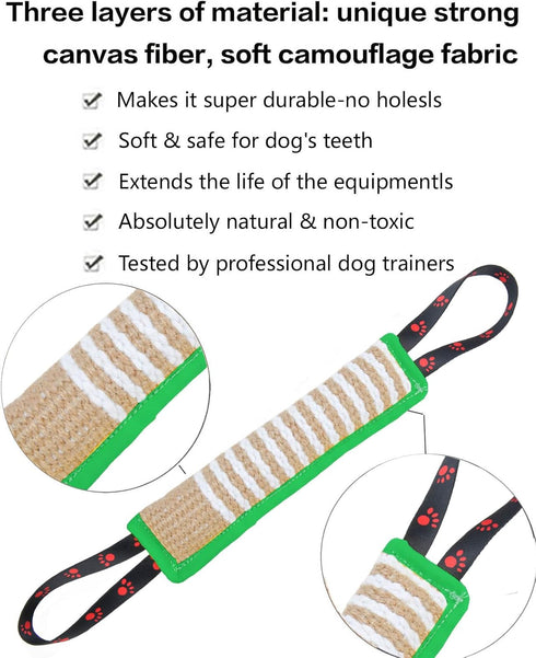 Dog Tug Toy - Tough Jute Bite Pillow for Lasting Training, Interactive Toy for Large and Small Dogs
