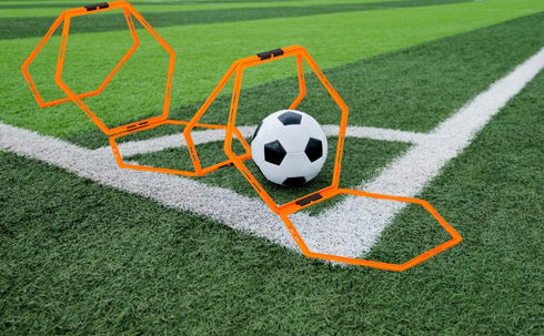 Hex Agility Rings Set of 6/12 - Speed & Agility Footwork Training Equipment for Home Gym, Kids and Adults (Orange)