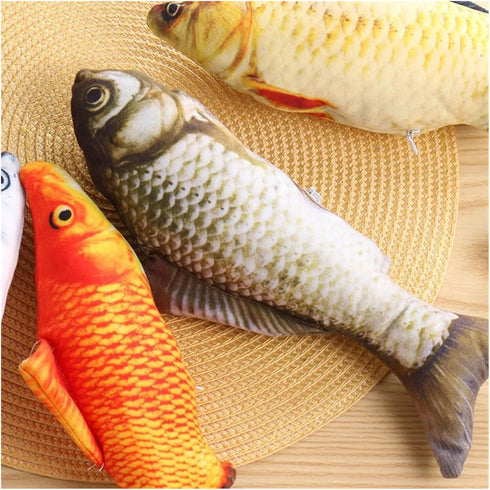 Genrico Cat-Teasing Toys Fish Tear-Teasing Cat Chew Plush Supplies Pet(Salmon)