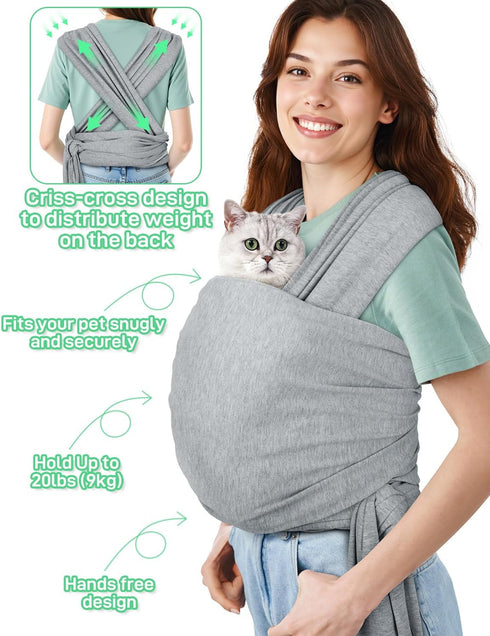 20lbs, Dog Sling Swaddle Carrier for Small Dog, Cat Front Carriers for Small Pet up to Puppy Pouch with Adjustable