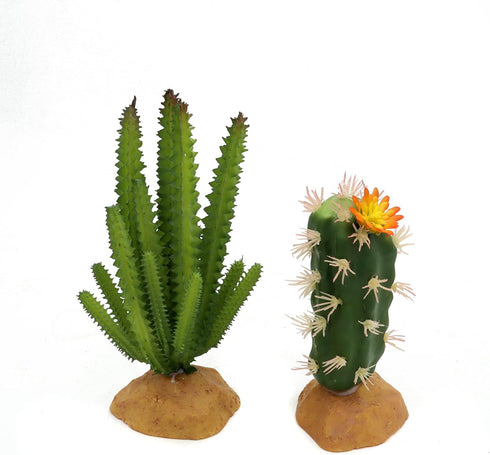 JIHAQUA (Set 2) Reptile Plants Succulent, Artificial Desert Rain Forests Plants for Lizard Bearded Dragon Chameleon