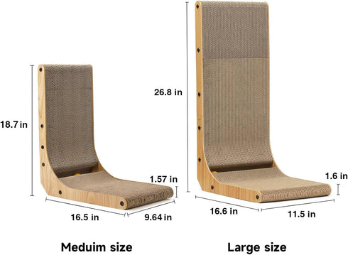 FUKUMARU Cat Scratcher, 18.7 Inch L Shape Wall Mounted Cardboard with Ball Toy for Indoor Cats