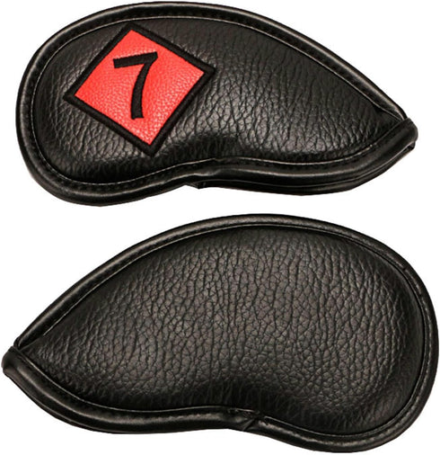 Golf Iron Headcover Club Protection Sticker Closure, Black & Red