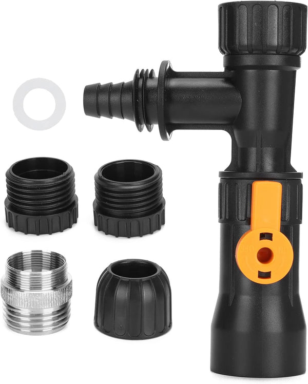GLOGLOW Aquarium Water Changer - Fish Water Changer Faucet Adapter with 2 Nozzles & Control Valve Assembly