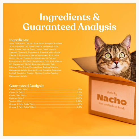 (3.0 oz (Pack 12), Made by Nacho Flaked Filets Recipe in Bone Broth, Grain-Free Chef's Selects Wet Food for Cats