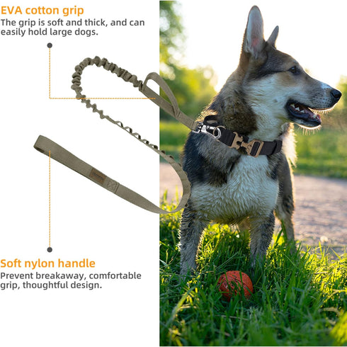 Excellent Elite Spanker Tactical Bungee Dog Leash, Adjustable Military Leash with Quick Release & 2 Control Handles