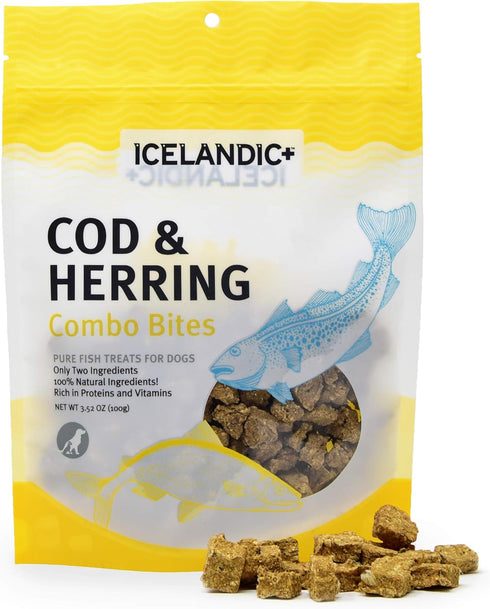 Icelandic+ Cod & Herring Combo Bites Dog Treat, 3.0-oz Bag