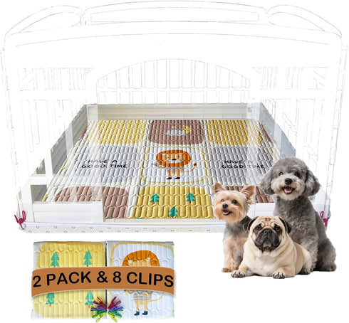YYVULOON Washable Pee Pads with 4 Clips,39"x39",2-Pack,Quick-Absorbent Leakproof Non-Slip Reusable,for Potty Training&Disabled Dog,Fits