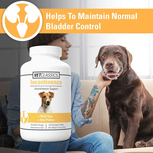 Vet Classics Bladder Support Dog Supplement, Chewable Tablets for Incontinence, 120 Ct
