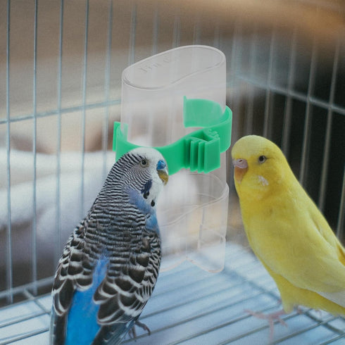 POPETPOP 2Pcs Automatic Bird Water Feeder, Transparent Plastic Water Dispenser for Parakeet Cockatiel Lovebird