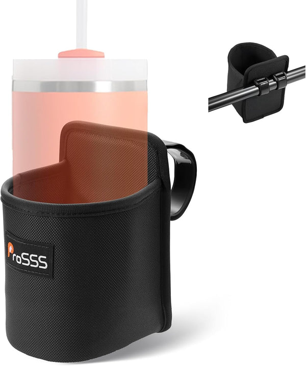 ProSSS Treadmill Cup Holder Water Bottle Holder with Two Adjustable Straps, Armrest Organizer