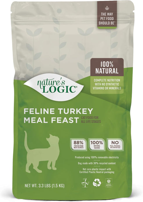 Nature's Logic Turkey Dry Cat Food, 3.3 lb (1 Pack)