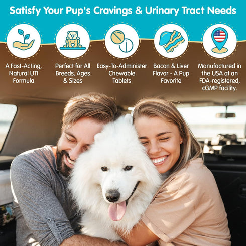Wanderfound Pets Cranberry Bladder UTI Support Supplement for Dogs - 90 Chewable Tablets, Bacon & Liver Flavor