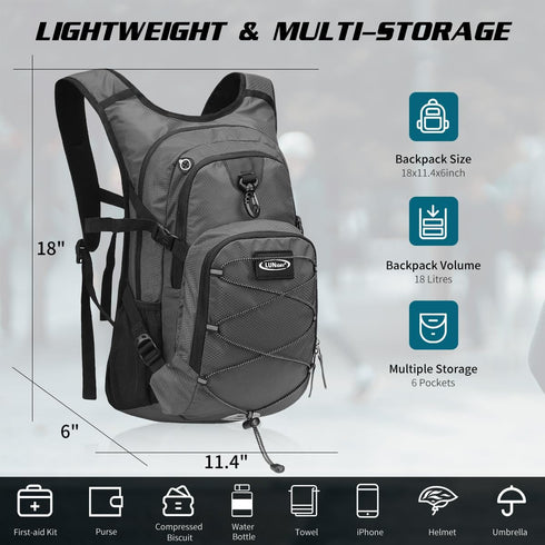 Hydration Backpack with 3L Water Bladder, Insulated Lightweight Pack for Hiking, Cycling, Camping