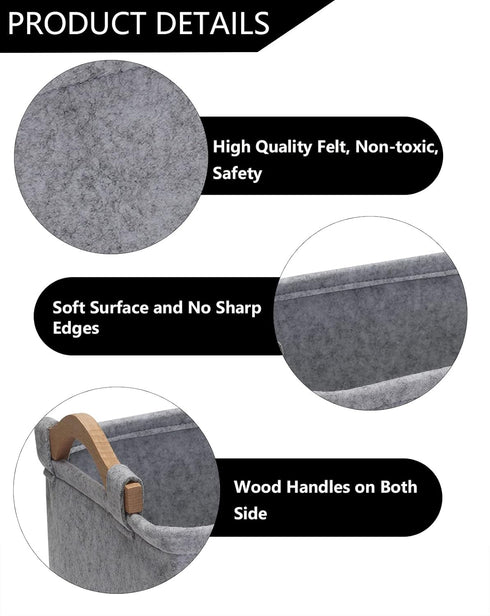 Morezi Felt Pet Toy Box and Dog Storage Basket Organizer - Dark Grey