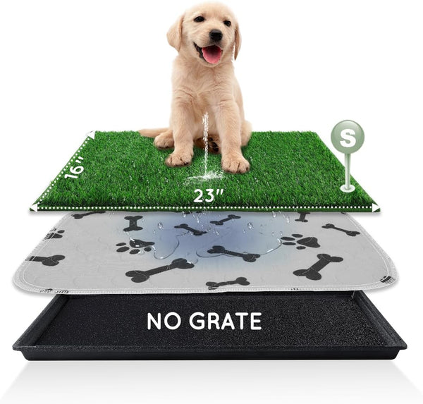 HQ4US 4LEGS Dog Grass Pad with Tray Small 23" x 16", Ultra-Absorbent