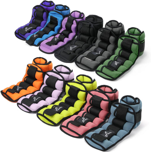 Sportneer Adjustable Ankle Weights 1 Pair, 2 4 6 8 10 Lbs Leg Weight Straps for Women Men, Weighted Ankle Weights Set