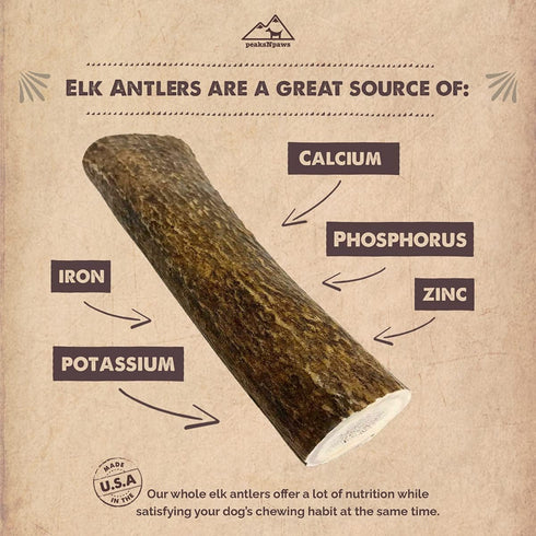 Premium All-Natural Grade A Elk Antlers for Dogs, No Additives, Made in USA (XL/Jumbo)