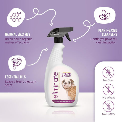 32 Oz Health Extension Eliminate Enzymatic Stain & Odor Remover, - Natural Ingredients, Safe for Pets & People