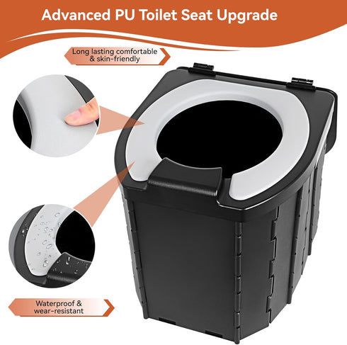 Opliy Backcountry, Portable Camping Toilet Upgraded Soft Camp Toilet Seat with Paper Holder- Travel Potty Perfect